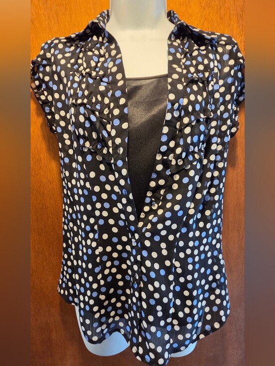 Style & Co. Tops - Style & Co. Petite Layered Tank & Sheer Ruffled Polkadot Blouse Top Sz2P
